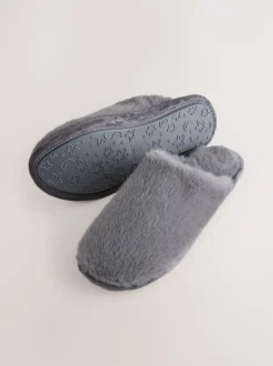 Pantoffels|Next - Pantoffels met imitatiebont Grijs