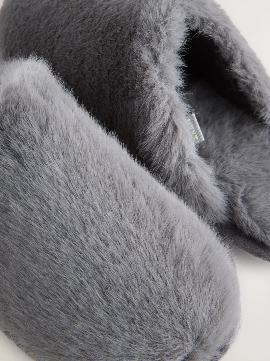Pantoffels|Next - Pantoffels met imitatiebont Grijs