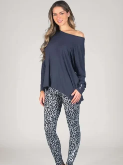 Sportkleding|Pineapple Grijs - top met lange mouwen en logo-opschrift voor dames
