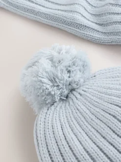 Mutsen, Handschoenen En Sjaals*Next - Pom Beanie Hat & Snood Set 2 Piece (1-16yrs) Grijs