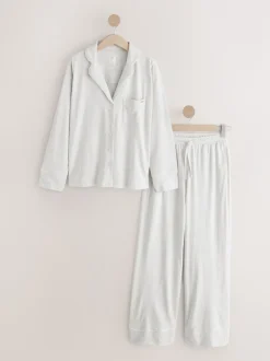 Pyjama's|Loungewear*Next - Pyjama met knopen en jerseystof Grijs