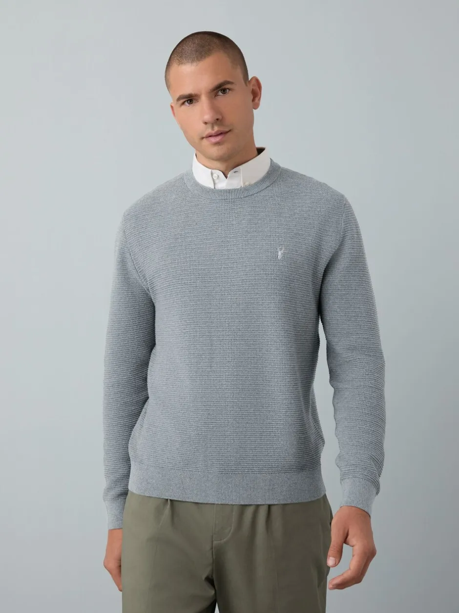 Gebreide Kleding|Next - Regular Fit getextureerde schijn-Oxford overhemdtrui Grijs