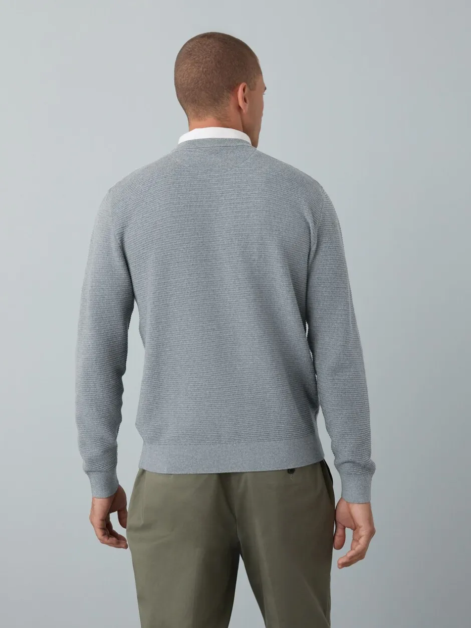 Gebreide Kleding|Next - Regular Fit getextureerde schijn-Oxford overhemdtrui Grijs