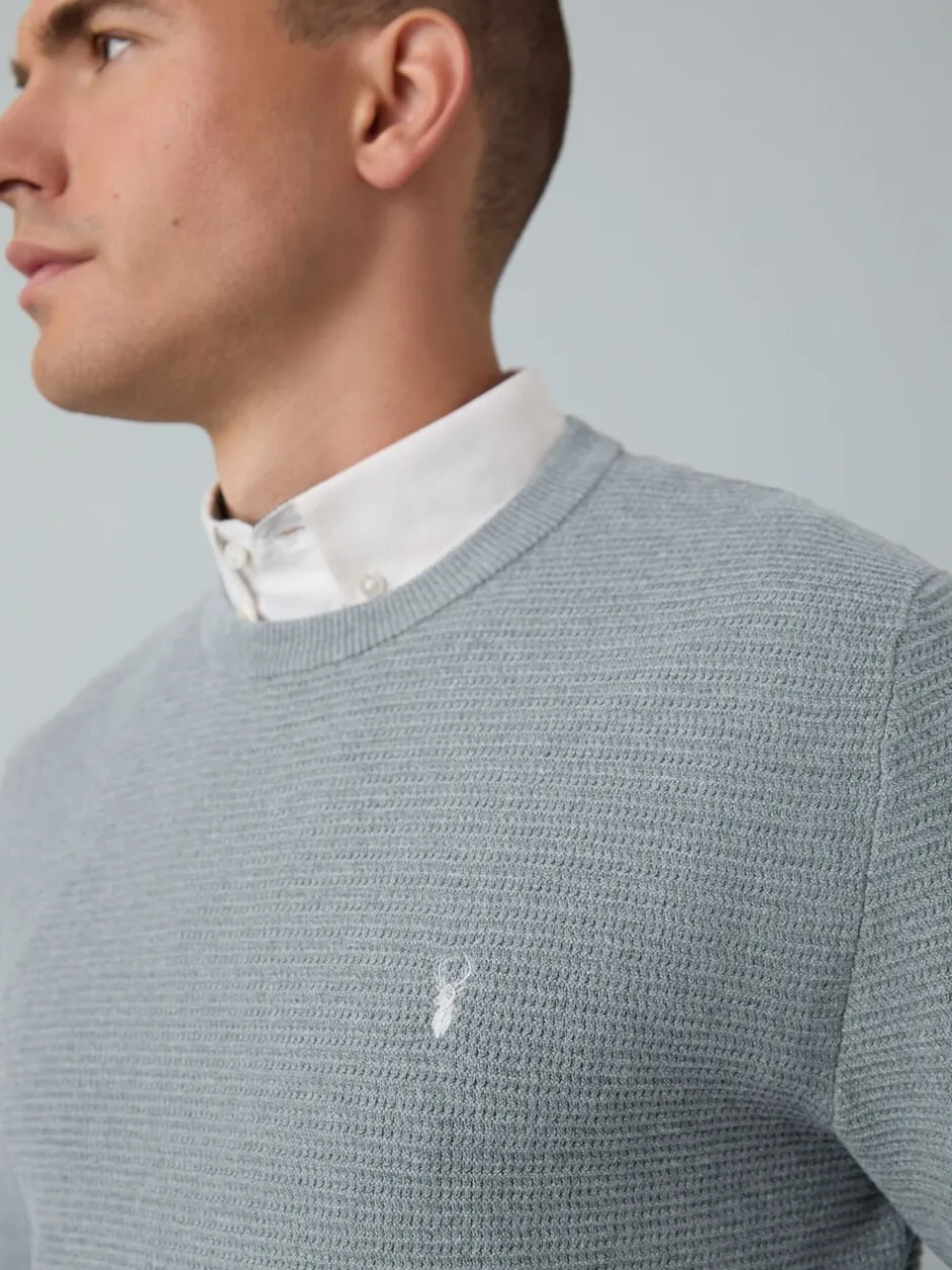 Gebreide Kleding|Next - Regular Fit getextureerde schijn-Oxford overhemdtrui Grijs