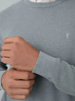 Gebreide Kleding|Next - Regular Fit getextureerde schijn-Oxford overhemdtrui Grijs