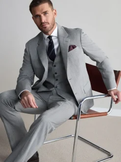 Pakken|Next - Regular Fit Signature Nova Fides 100% Italian Wool Suit Jacket Grijs