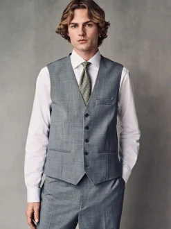Vesten*Next - Regular Fit Wool Blend Motionflex Waistcoat Grijs