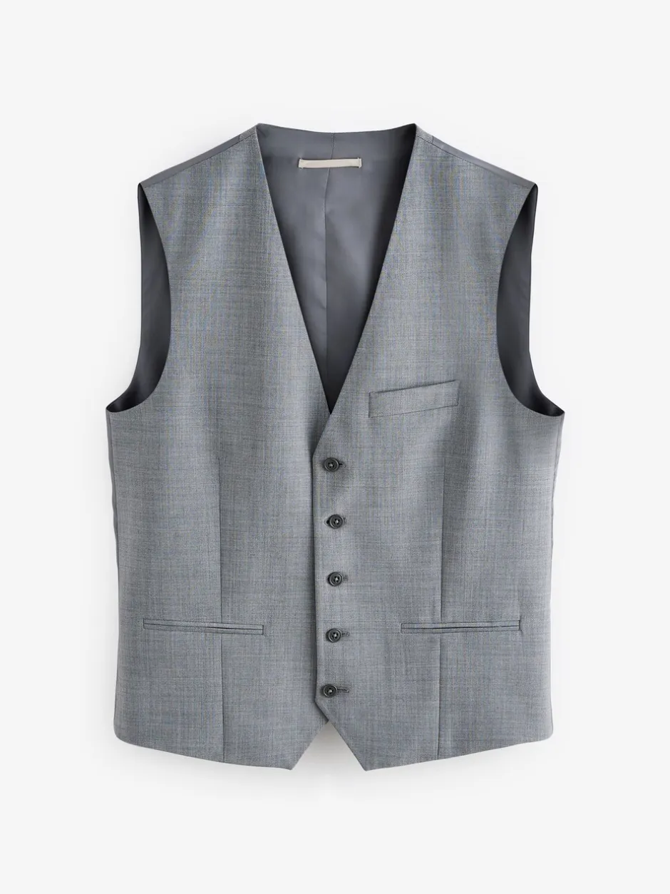Vesten*Next - Regular Fit Wool Blend Motionflex Waistcoat Grijs