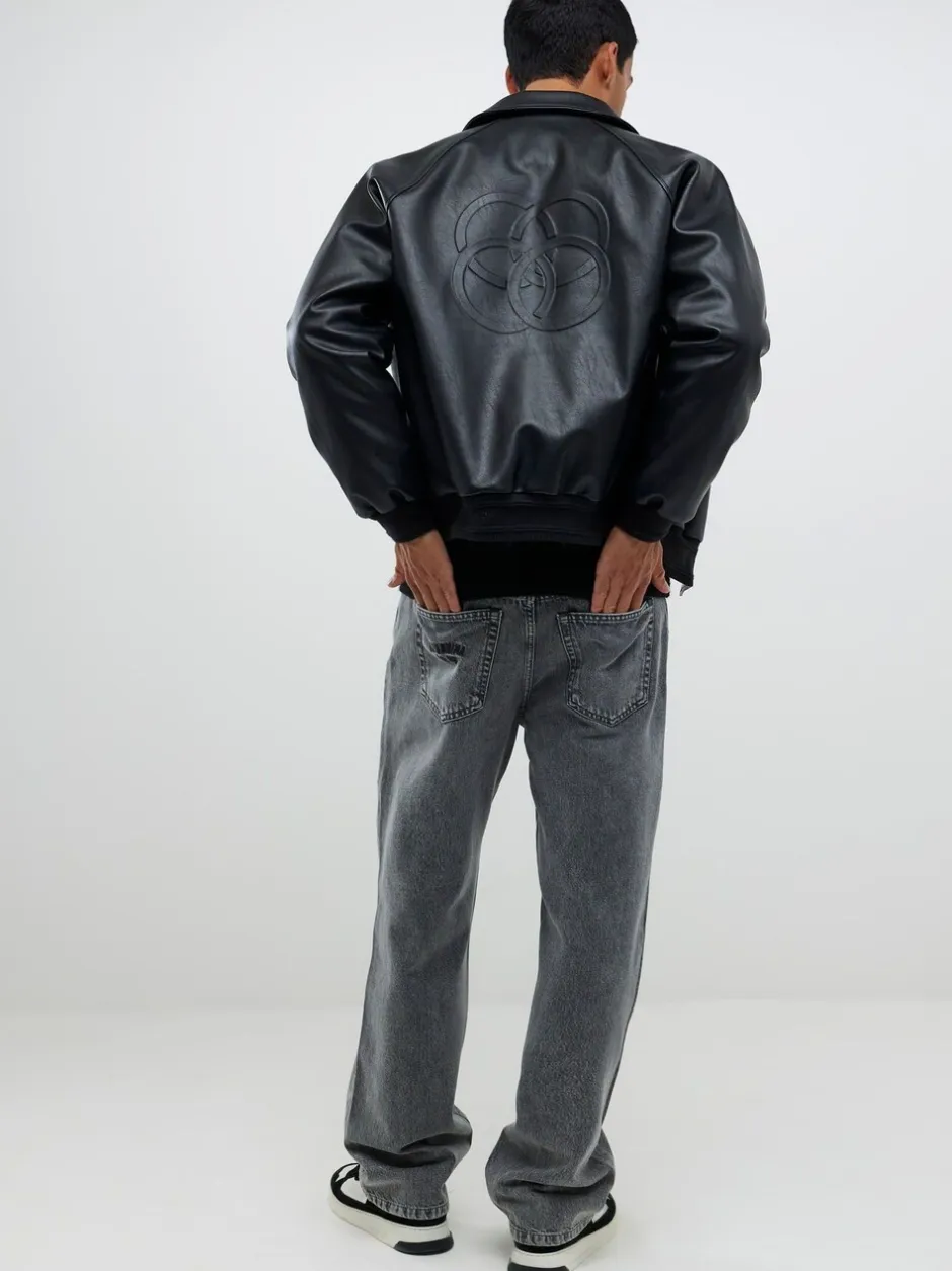 Jeans|River Island - Loose Fit Washed Jeans Grijs
