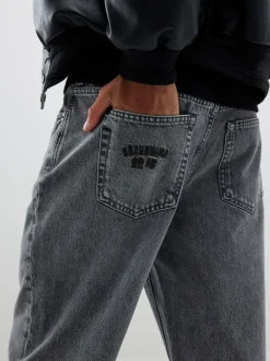 Jeans|River Island - Loose Fit Washed Jeans Grijs