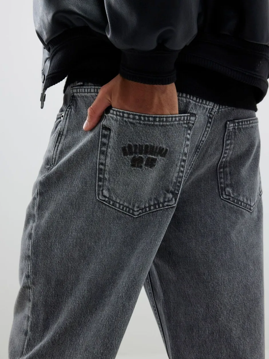 Jeans|River Island - Loose Fit Washed Jeans Grijs