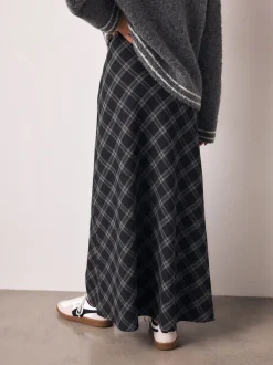 Rokken|Next - Ruit Midi Slip Rok Grijs