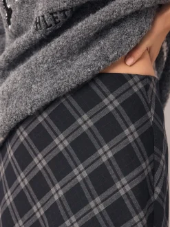 Rokken|Next - Ruit Midi Slip Rok Grijs