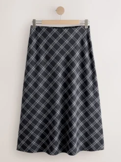 Rokken|Next - Ruit Midi Slip Rok Grijs