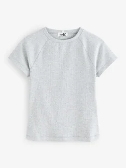 Loungewear|Tops En T-Shirts|self. Grijs - Aansluitend geribbeld T-shirt