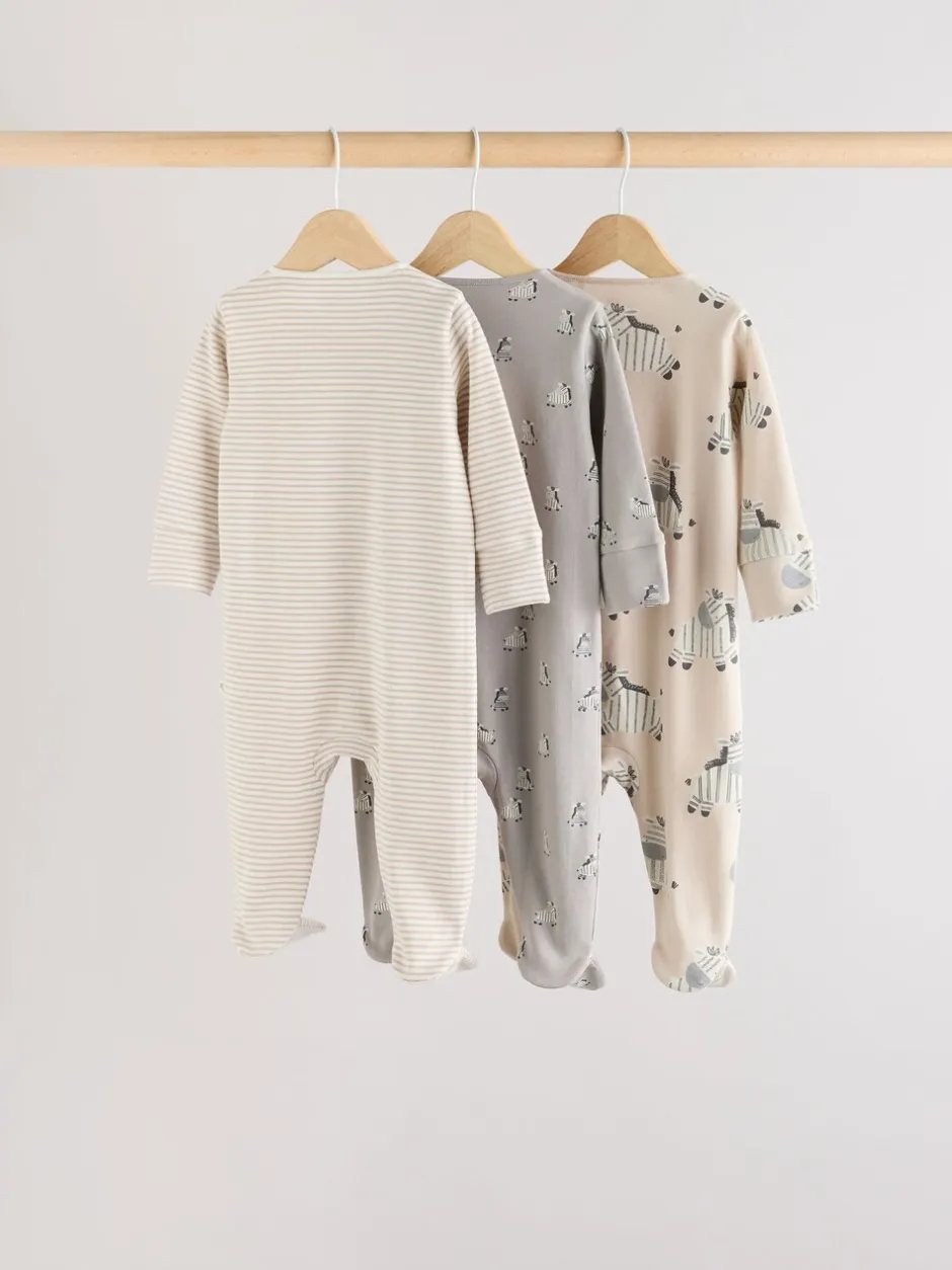 Babypakjes En Babypyjama's*Next Grijs - Set 3 baby-pyjama's met zebraprint van 100% katoen (0-2jr)