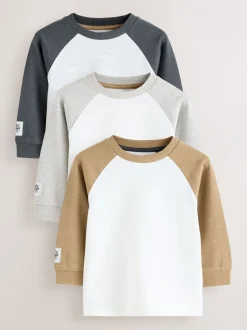Tops|T-Shirts*Next Grijs - Set van 3 T-shirts met lange mouwen (3mnd-7jr)