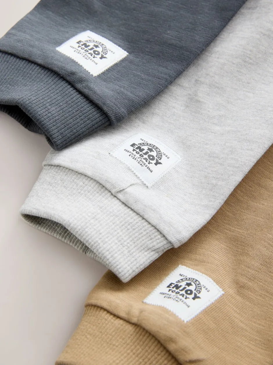 Tops|T-Shirts*Next Grijs - Set van 3 T-shirts met lange mouwen (3mnd-7jr)