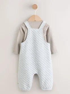 Rompertjes En Tuinbroeken|Next Grijs - Set van gewatteerde jersey tuinbroek en rompertje voor baby's (0mnd-2jr)