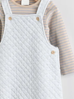 Rompertjes En Tuinbroeken|Next Grijs - Set van gewatteerde jersey tuinbroek en rompertje voor baby's (0mnd-2jr)