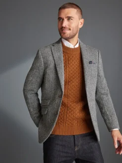 Blazers En Business-Jasjes*Next - Signature - Harris tweed Britse wollen blazer Grijs