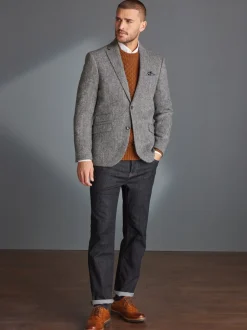 Blazers En Business-Jasjes*Next - Signature - Harris tweed Britse wollen blazer Grijs