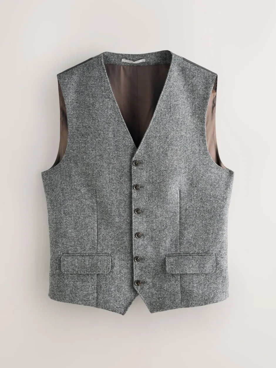 Vesten|Next - Signature Abraham Moon 100% British Wool Donegal Suit Waistcoat Grijs