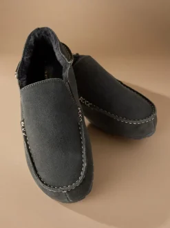 Pantoffels*Next - Signature Kickdown suède moccasinpantoffels Grijs