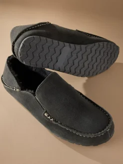 Pantoffels*Next - Signature Kickdown suède moccasinpantoffels Grijs