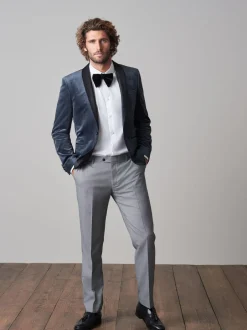Smokings En Feestkleding|Blazers En Business-Jasjes*Next - Slim Fit - Fluwelen blazer Grijs