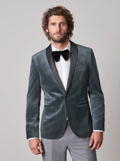 Smokings En Feestkleding|Blazers En Business-Jasjes*Next - Slim Fit - Fluwelen blazer Grijs