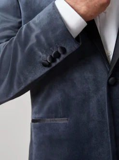 Smokings En Feestkleding|Blazers En Business-Jasjes*Next - Slim Fit - Fluwelen blazer Grijs