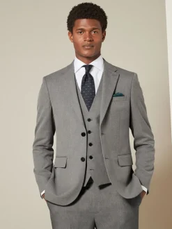 Blazers En Business-Jasjes|Pakken|Next Grijs - Slim Fit - Kostuum met textuur: colbert