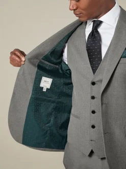 Blazers En Business-Jasjes|Pakken|Next Grijs - Slim Fit - Kostuum met textuur: colbert