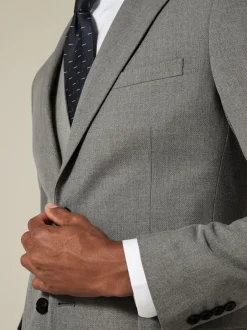 Blazers En Business-Jasjes|Pakken|Next Grijs - Slim Fit - Kostuum met textuur: colbert