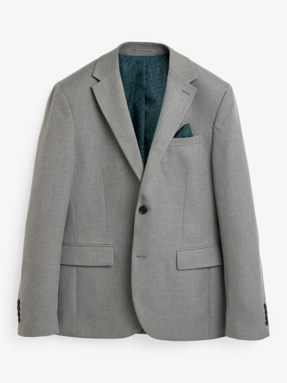 Blazers En Business-Jasjes|Pakken|Next Grijs - Slim Fit - Kostuum met textuur: colbert