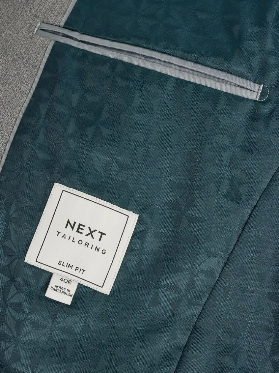 Blazers En Business-Jasjes|Pakken|Next Grijs - Slim Fit - Kostuum met textuur: colbert