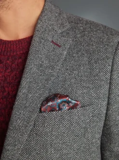 Blazers En Business-Jasjes*Next - Slim Fit - Signature Nova Fides Blazer van wolblend met visgraatmotief Grijs
