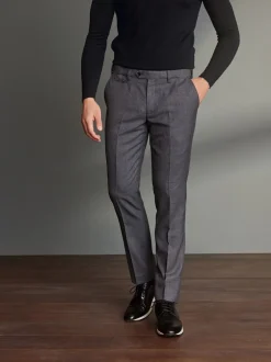 Formele Broek|Next - Slim Fit - Signature - 100% Wollen broek met Motion Flex-tailleband Grijs