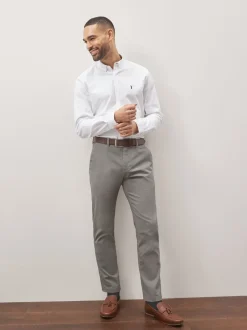 Formele Broek|Broeken En Chino's|Next Grijs - Slim Fit - Zachte chino met print en riem