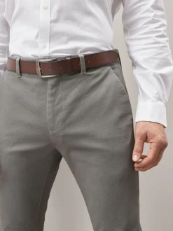 Formele Broek|Broeken En Chino's|Next Grijs - Slim Fit - Zachte chino met print en riem