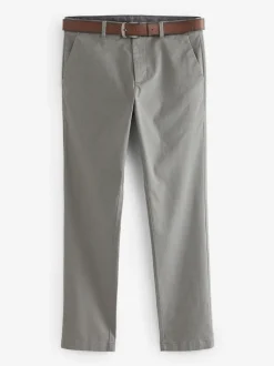 Formele Broek|Broeken En Chino's|Next Grijs - Slim Fit - Zachte chino met print en riem