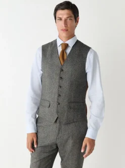 Vesten|Next Grijs - Slim Fit Wool Blend Herringbone Stripe Suit Waistcoat