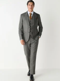 Vesten|Next Grijs - Slim Fit Wool Blend Herringbone Stripe Suit Waistcoat