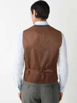 Vesten|Next Grijs - Slim Fit Wool Blend Herringbone Stripe Suit Waistcoat