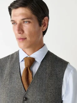 Vesten|Next Grijs - Slim Fit Wool Blend Herringbone Stripe Suit Waistcoat