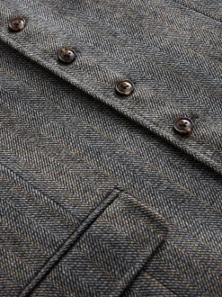 Vesten|Next Grijs - Slim Fit Wool Blend Herringbone Stripe Suit Waistcoat