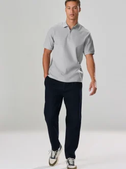 Poloshirts|Next - Smart poloshirt met textuur en rits Grijs