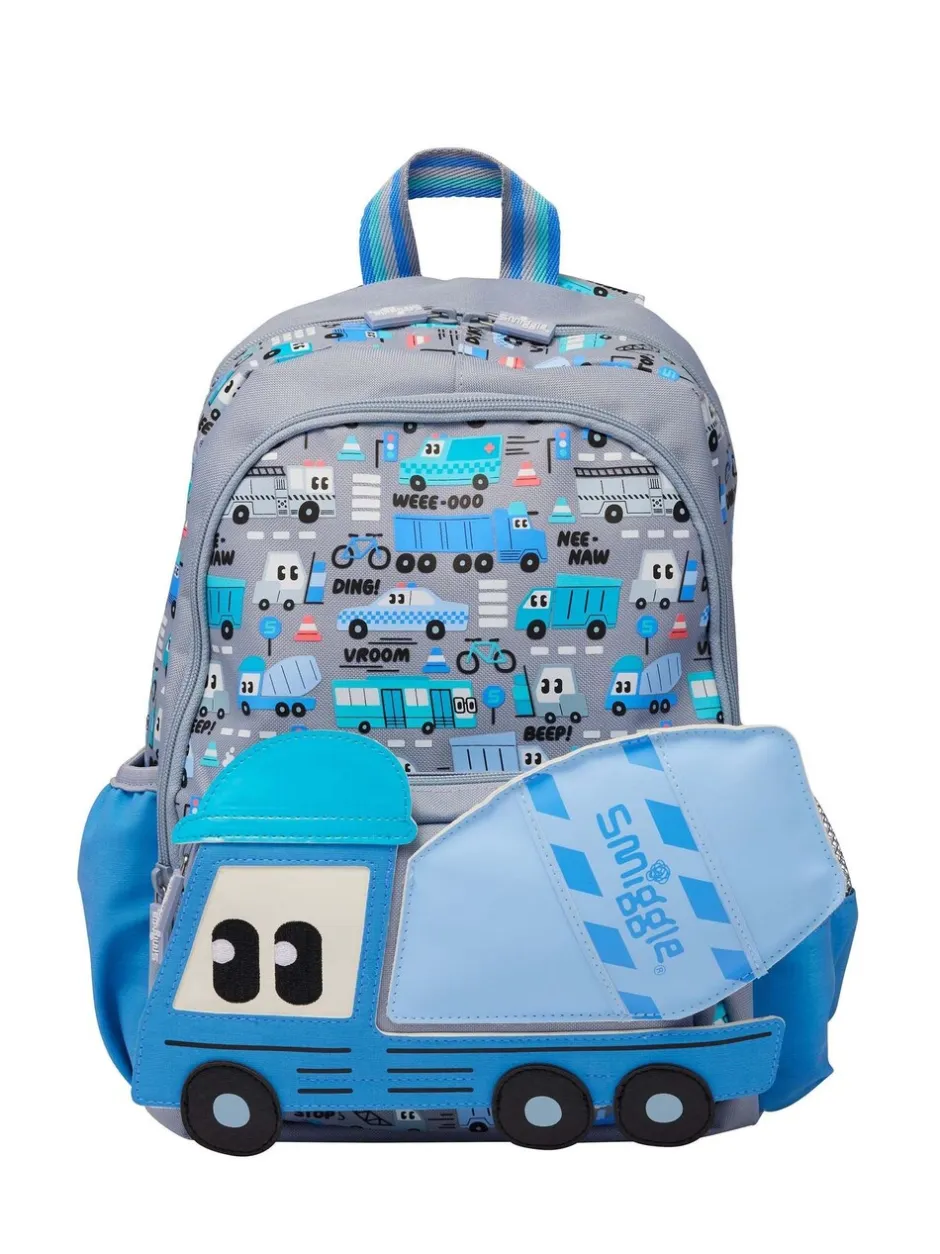 Tassen|Smiggle - Ready Set Go Junior rugzak met figuurtjes Grijs