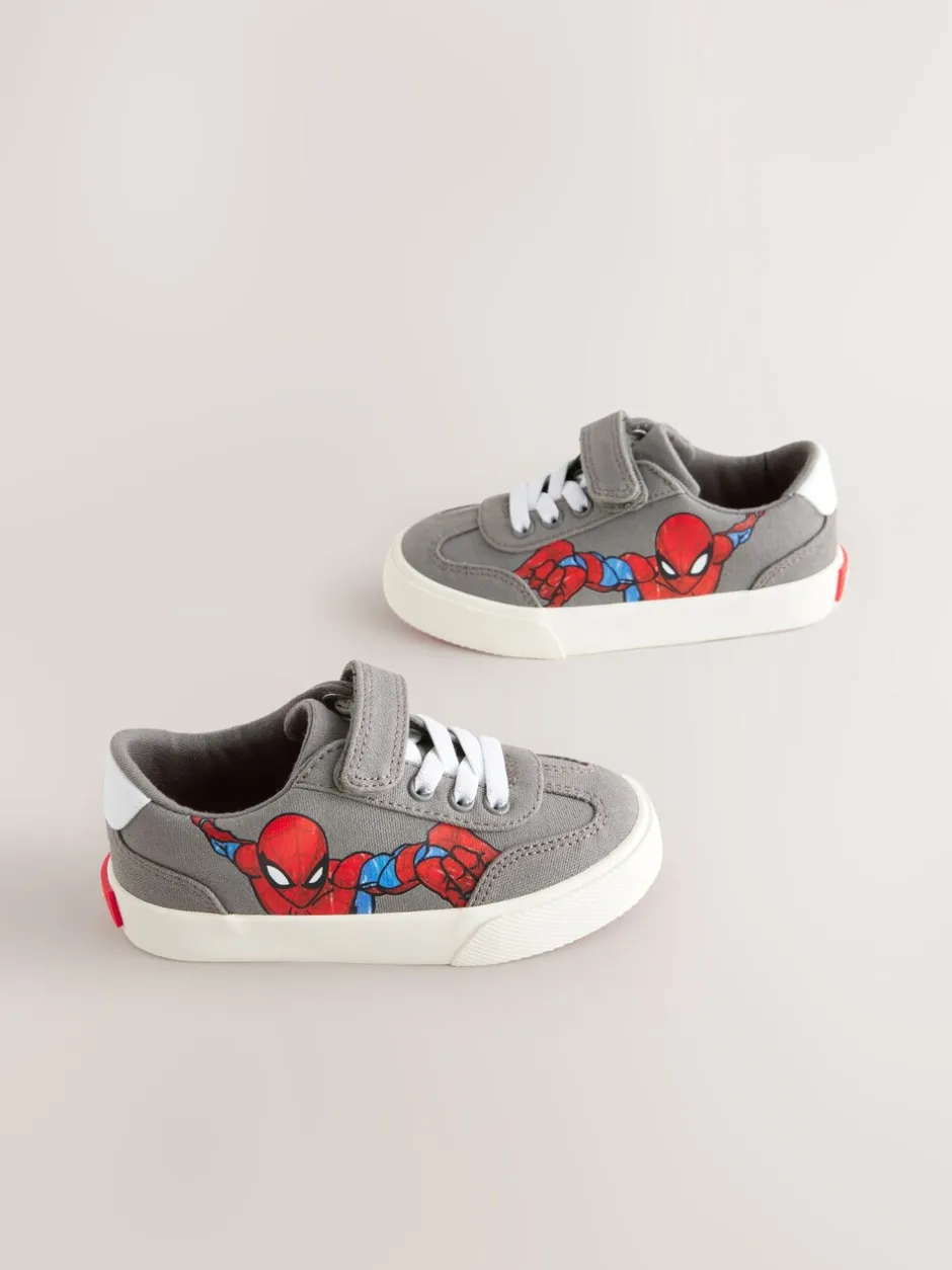 Eerste Schoentjes|Sneakers*Next Grijs - Sneakers met klittenbandsluiting, elastische veters en Spidermanprint